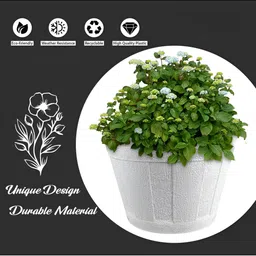 GARDEN'S NEED 2-Pcs White Textured Planters image 4