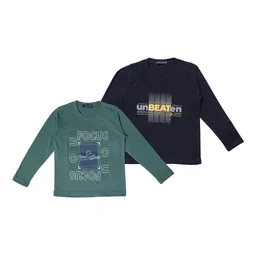 NeuVin Kids Pack of 2 Typography Printed Round Neck T-shirts-picture-38