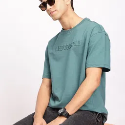 Aeropostale Typography Embossed Drop-Shoulder Sleeves Pure Cotton T-shirt-picture-13