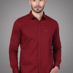 D Finish Men Solid Spread Collar Cotton Casual Shirt-image-89