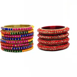 Adiba Fashion Factory Set Of 2 Multi Glass Artificial Stones & Beads Bangle-picture-28