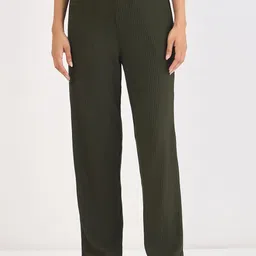 FEMMELLA Women Comfort Mid-Rise Self Design Textured Straight Fit Trousers-picture-30