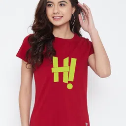 HESHA Women Typography Printed T-shirt image 1
