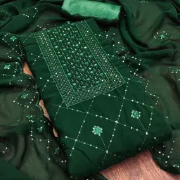 KALINI Embroidered Silk Georgette Unstitched Dress Material image 2