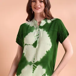 PinkTribe Women Tie and Dye Dyed Mandarin Collar Extended Sleeves Top-picture-37