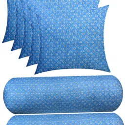 swikon star Combo Set of 5 Cushion And 2 Microfibre Floral Bolster Pack of 7-picture-20