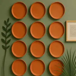 the handicraftian (Set Of 12 )Terracotta Wallplate 8 Inches-picture-22
