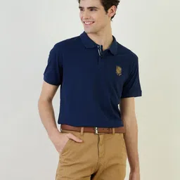 Iconic Textured Polo Collar Short Sleeves Cotton T-shirt-picture-14