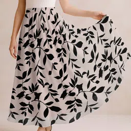 Moomaya Women Floral Printed High Waist A-Line Maxi Skirt-image-95