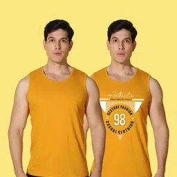 WOOSTRO Men Pack of 2 Typography Printed Round Neck Cotton Slim Fit Sports T-shirts image 3