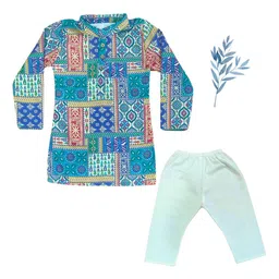 AHC Unisex Kids Printed Regular Pure Cotton Kurta with Pyjamas-picture-18