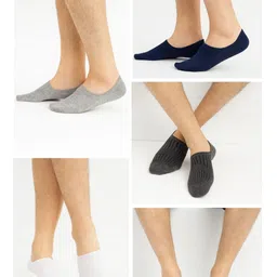 ZEVORA Men Pack Of 5 striped Shoe-Liner Socks-picture-32