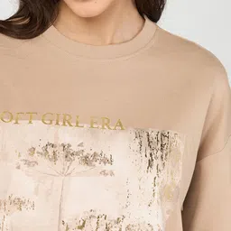 Bewakoof Heavy Duty Girl Era Foil Printed Drop-Shoulder Sleeves Cotton Oversized T-shirt image 4