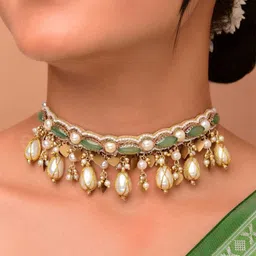 EVERSTYLISH Sanjoya Pearls, Stones & Beads Embroidered Neckpiece-picture-33