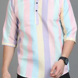 Bought First Men Geometric Printed Indie Prints Kurta image 4