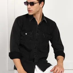 ELLIPSE Men Solid Spread Collar Casual Shirt image 2