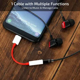 MGTRADERS Red Usb data cable 0.12 Type C to 3.5 mm Jack Audio Connector -Compactable Phone Converter image 4