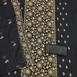 SAINOOR Embroidered Silk Georgette Unstitched Dress Material image 4