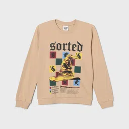 Fame Forever by Lifestyle Boys Beige Printed Sweatshirt-image-1