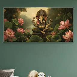 nestroots Green & Pink 1 Piece Canvas Religious Wall Paintings-image-72