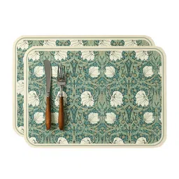 YELONA 2Pcs Beige & Green Patterned Waterproof Heat-Resistant Anti-Slip Table Placemats-picture-29