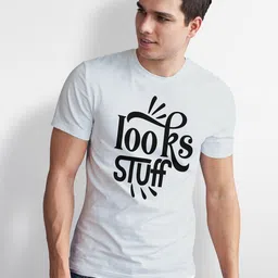 Seekbuylove Men Bio Finish Typography Printed Round Neck Pure Cotton T-shirt image 5