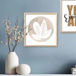 Kotart White & Brown 2 Pieces Floral & Botanical Square Wooden Wall Arts-picture-27