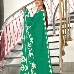 Panzora Floral Block Print Saree With Unstitched Blouse Piece image 3