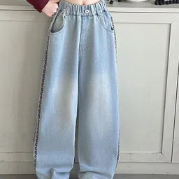 LULU & SKY Girls Wide Leg High-Rise Light Fade Jeans-picture-10