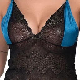 UNITRUST Women Self Design V-Neck Satin Baby Doll image 5