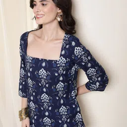 Anouk Rustic Ethnic Motifs Printed Square Neck Pure Cotton Kurti image 4