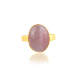 DZINETRENDZ Brass Quartz Lehsuniya Gold-Plated Finger ring image 4