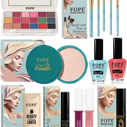 FOPE Set Of 14 Foundation Compact Mascara Lipstick Nail Polish & Brush Set image 1