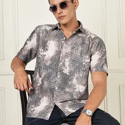 bs blue squad Abstract Printed Spread Collar Regular Fit Casual Shirt-picture-38