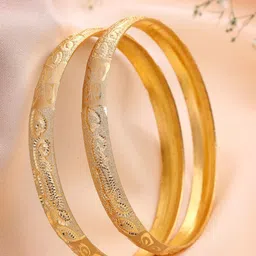 ZENEME Set of 2 Gold-Plated Butterfly Engraved Bangle-picture-15