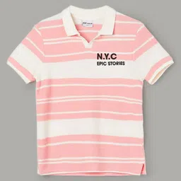 Fame Forever by Lifestyle Boys Striped Polo Collar Applique T-shirt image 1
