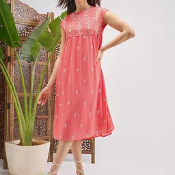 Vishudh Floral Embroidered A-Line Dress-image-77