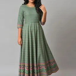 W Women Checked Maxi Fit and Flare Ethnic Dresses-image-14