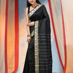 DESH BIDESH Ethnic Motifs Zari Silk Blend Saree image 5