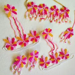 Sangria Floral Beaded Boho Tasseled Bridal Jewellery Set With Maang Tika-picture-28
