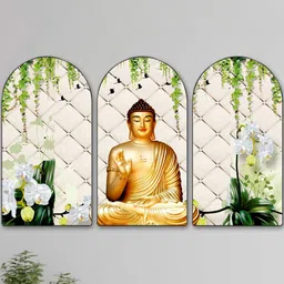 SAF Gold-Toned Set of 3 Piece MDF Religious Wall Paintings-picture-47
