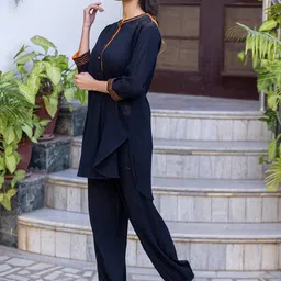 INAAYA JAIPUR Embroidered Pure Cotton Tunic With Trousers Co-Ords image 5