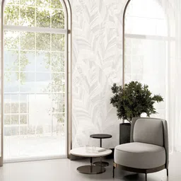Fedora Wallpapers Ramsey Leaves Grey & White 3D Floral Printed Waterproof Wallpaper-image-69