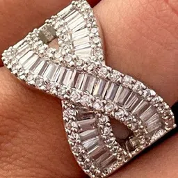 ISHKAARA Rhodium-Plated American Diamond Studded Criss-Cross Adjustable Finger Ring-picture-13