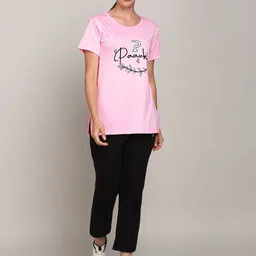 PAAVKI Women Printed Cotton T-shirt With Pyjamas-image-4