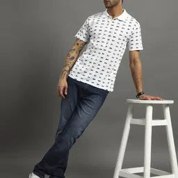 Nins Moda Printed Polo Collar Monochrome T-shirt image 4