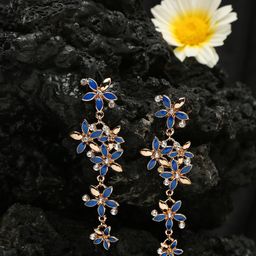 YouBella Gold-Plated Artificial Stones Studded Floral Drop Earrings-picture-23