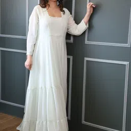 Swadeshi Shringaar Women Square Neck Embellished Maxi Dress image 5