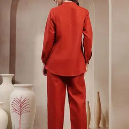 Stylum Embroidered Mandarin Collar Neck Top With Trousers Co-Ords image 5