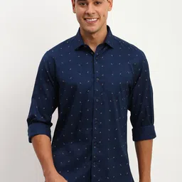 Allen Solly Men Spread Collar Micro Ditsy Printed Cotton Slim Fit Casual Shirt-picture-33